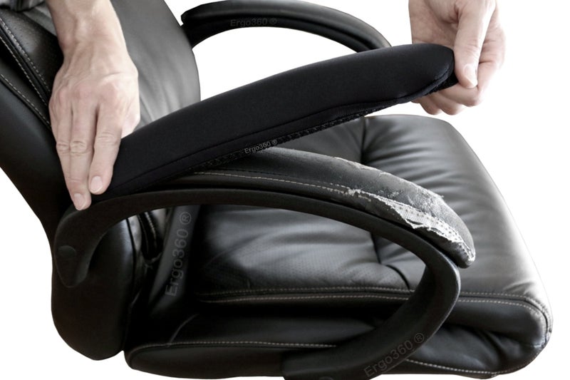 Ergo360 Soft Neoprene Chair Arm Pad Covers Stretch Over Armrests 13" to 17". Restore, Protect and Cushion. Complete Set of 2. Made in The USA. - Image 2